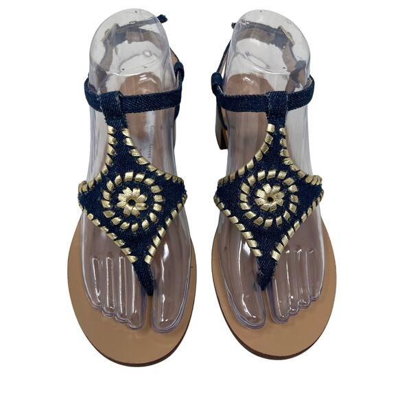 Jack Rogers Navy and Gold Sandals size 7.5 - Picture 3 of 6